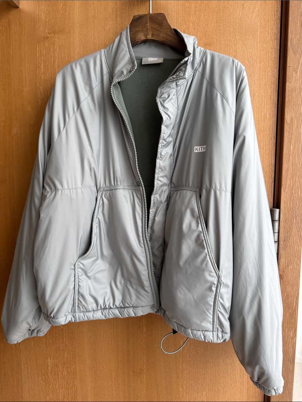 Kith Light Gray Reversible Puffer Jacket for Kids